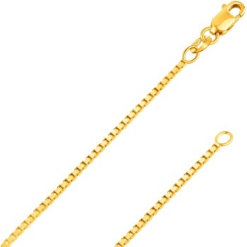 REAL Solid 10K Yellow or White Gold 0.50mm - 1.3mm Diamond-Cut Square Mirror Box Veneziana Chain Necklace with Lobster Claw Clasp | Multiple Lengths Available | Men Women | MADE IN ITALY