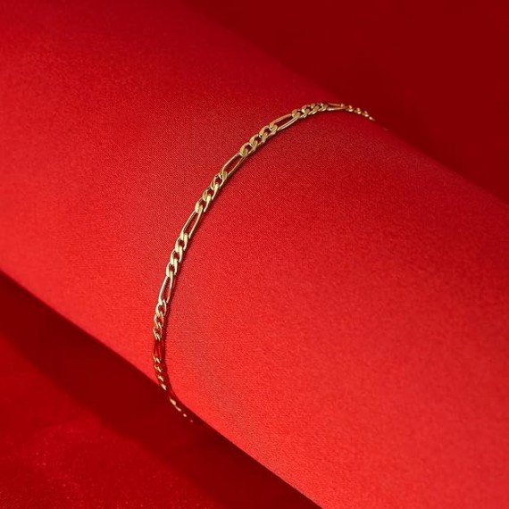 Luxury 24k Real Gold Plated Bracelet Women and Mens bracelet 2.5mm Figaro Bracelet
