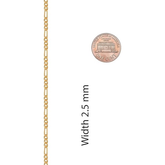 Luxury 24k Real Gold Plated Bracelet Women and Mens bracelet 2.5mm Figaro Bracelet