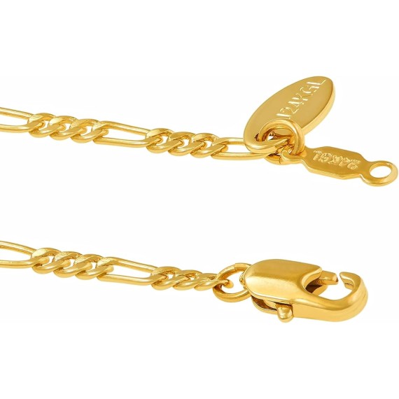Luxury 24k Real Gold Plated Bracelet Women and Mens bracelet 2.5mm Figaro Bracelet