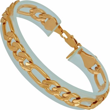 Radiant Diamond Cut Figaro 24k Real Gold Bracelets for Women and Luxury Mens Bracelet