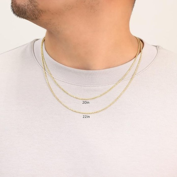 10K Yellow Gold Rope Diamond Cut Chain Necklace/Lengths 16"- 30" / Widths 1.5mm - 10mm / Italian Made Jewelry for Men and Women