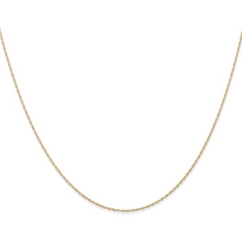 14K Solid Yellow Gold 0.5mm Cable Rope Chain Twisted Link Necklace