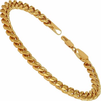 7mm Miami Cuban Link Women and Mens Bracelet 24k Real Gold Plated Bracelet