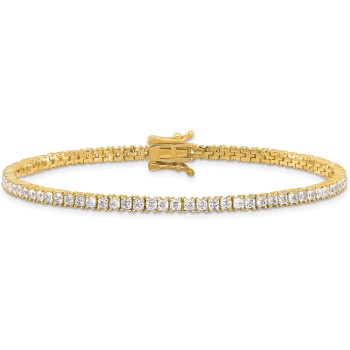 925 Sterling Silver Gold 3mm Princess-cut Square Cubic Zirconia CZ 7.75 inch Tennis Bracelet