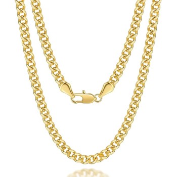 Gold Necklace for Women Gold Necklace for Men 14K Gold Cuban Link Chain for Men Dual Gender Non Tarnish Gold Necklace Men Necklace Chain 16 to 30 Inches