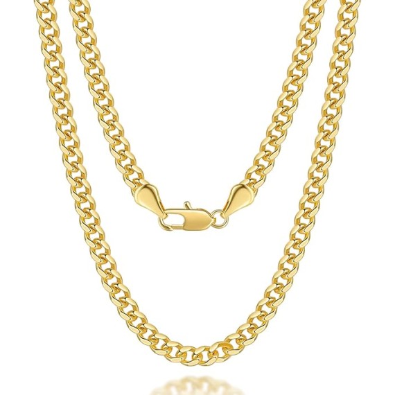 Gold Necklace for Women Gold Necklace for Men 14K Gold Cuban Link Chain for Men Dual Gender Non Tarnish Gold Necklace Men Necklace Chain 16 to 30 Inches