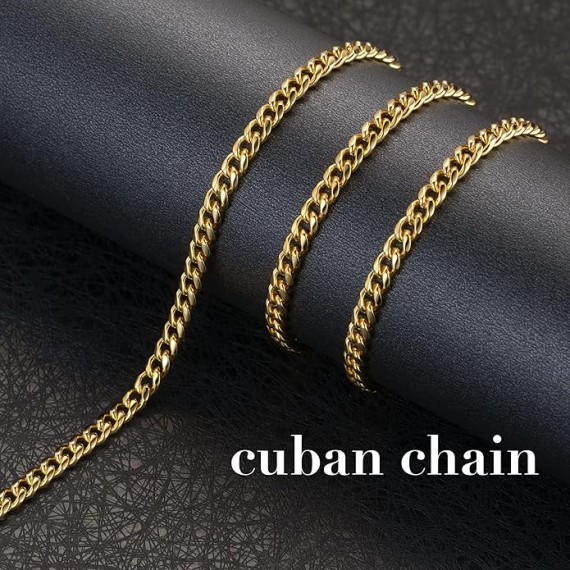 Gold Necklace for Women Gold Necklace for Men 14K Gold Cuban Link Chain for Men Dual Gender Non Tarnish Gold Necklace Men Necklace Chain 16 to 30 Inches
