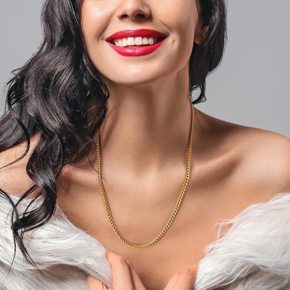 Gold Necklace for Women Gold Necklace for Men 14K Gold Cuban Link Chain for Men Dual Gender Non Tarnish Gold Necklace Men Necklace Chain 16 to 30 Inches