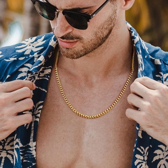 Gold Necklace for Women Gold Necklace for Men 14K Gold Cuban Link Chain for Men Dual Gender Non Tarnish Gold Necklace Men Necklace Chain 16 to 30 Inches