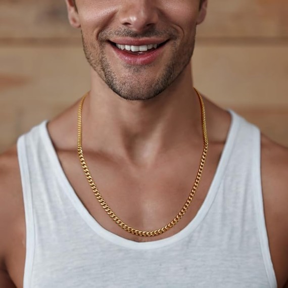 Gold Necklace for Women Gold Necklace for Men 14K Gold Cuban Link Chain for Men Dual Gender Non Tarnish Gold Necklace Men Necklace Chain 16 to 30 Inches