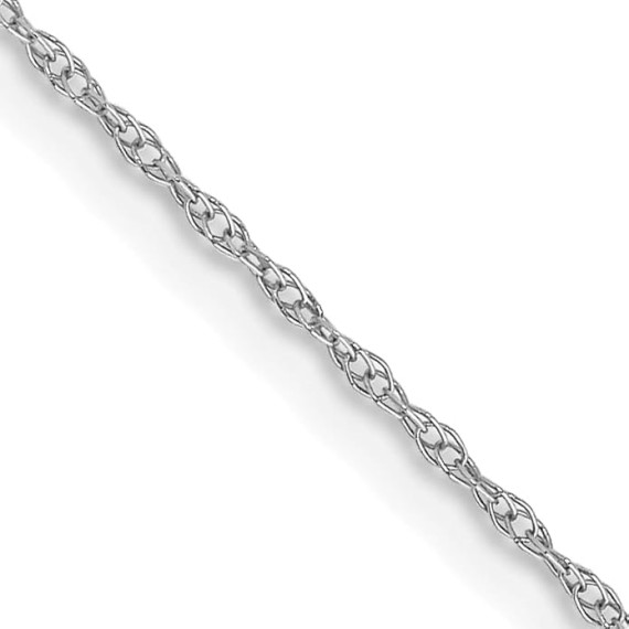 10K Solid White Gold 0.6mm Cable Rope Chain Twisted Link Necklace