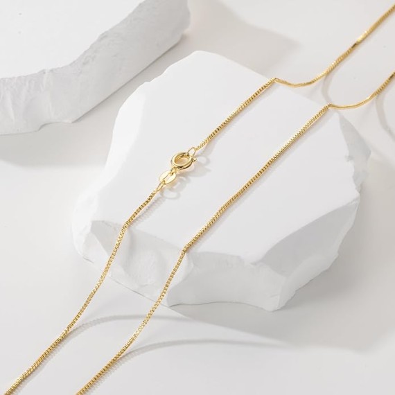 Necklaces for Women 14K Gold Chain Necklace for Women Thin Gold Box Chain Thin Necklace Chain Minimalist Classic Thin Gold Necklace 16,18,20,22,24,26in