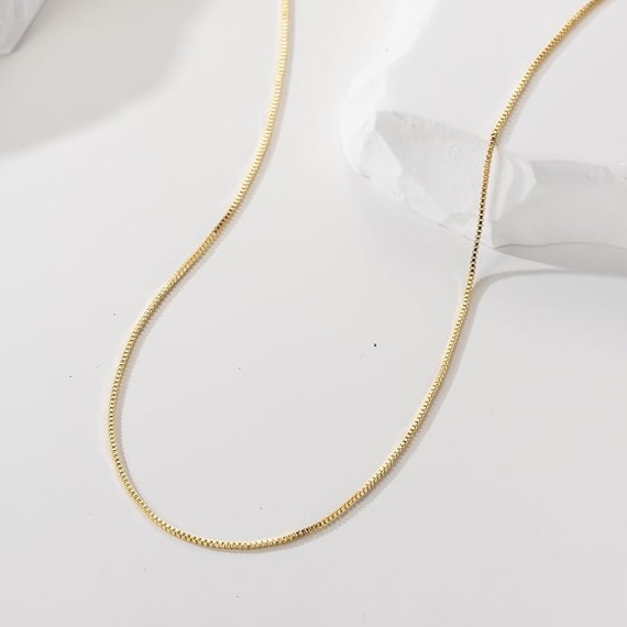 Necklaces for Women 14K Gold Chain Necklace for Women Thin Gold Box Chain Thin Necklace Chain Minimalist Classic Thin Gold Necklace 16,18,20,22,24,26in