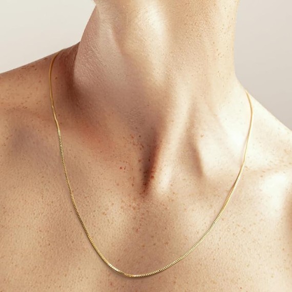 Necklaces for Women 14K Gold Chain Necklace for Women Thin Gold Box Chain Thin Necklace Chain Minimalist Classic Thin Gold Necklace 16,18,20,22,24,26in