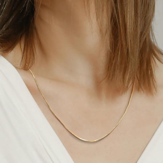 Necklaces for Women 14K Gold Chain Necklace for Women Thin Gold Box Chain Thin Necklace Chain Minimalist Classic Thin Gold Necklace 16,18,20,22,24,26in