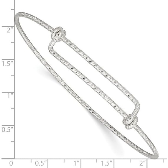 925 Sterling Silver Polished and Sparkle Cut 1.65mm 8 9.5inch Expandable Cuff Stackable Bangle Bracelet - Bangle Bracelet for Women