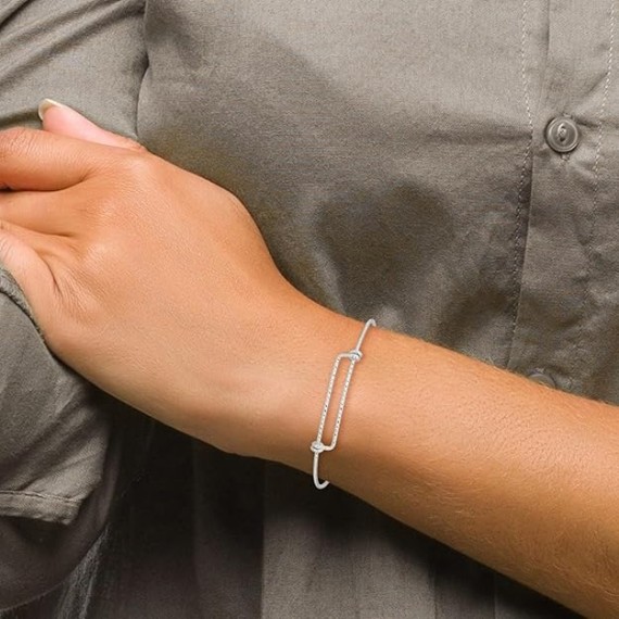 925 Sterling Silver Polished and Sparkle Cut 1.65mm 8 9.5inch Expandable Cuff Stackable Bangle Bracelet - Bangle Bracelet for Women