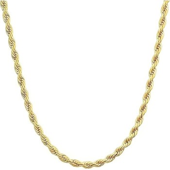 Real 14K Yellow Gold Solid Rope Chain Necklace for Women and Men Jewelry with Lobster Clasp, 1.55-3.05mm, 16-30inch